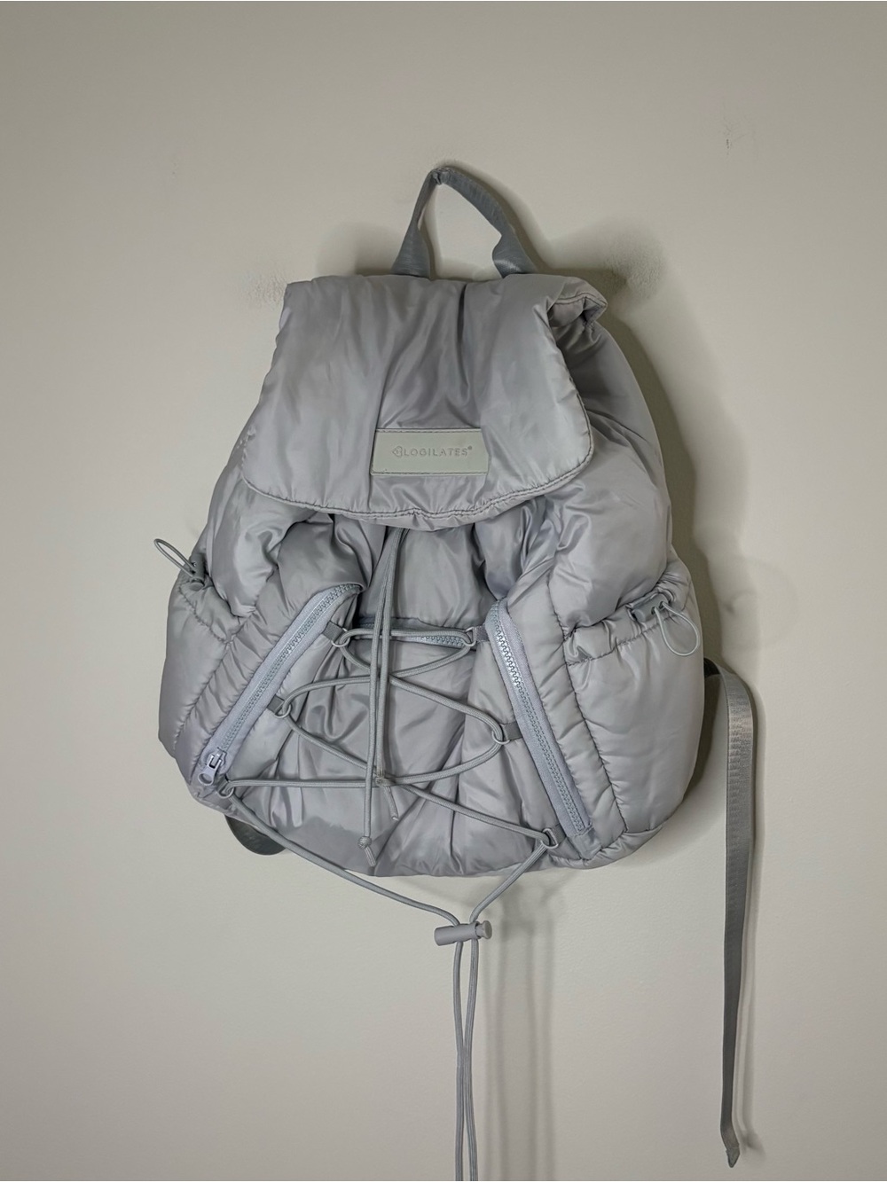 Blogilates Ultimate Athletic Trainer Backpack Grey Puffer Multi Pocket Gym Bag